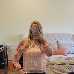 Women's Pink Patterned Blouse